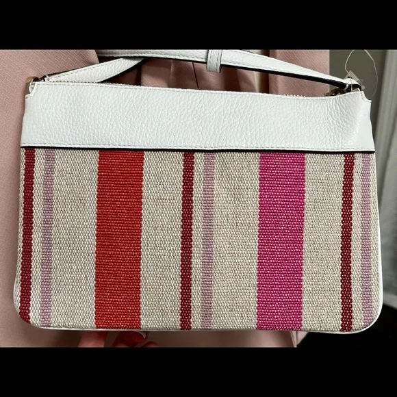 💕NWT💕Kate Spade White & Pink Striped Crossbody Bag 🌸 - Picture 7 of 8
